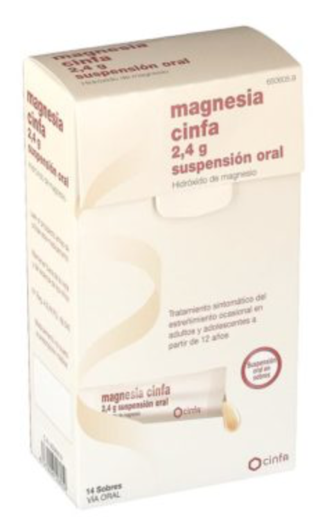 MAGNESIA CINFA 2,4 G 14 SOBRES SUSPENSION ORAL 12 ML